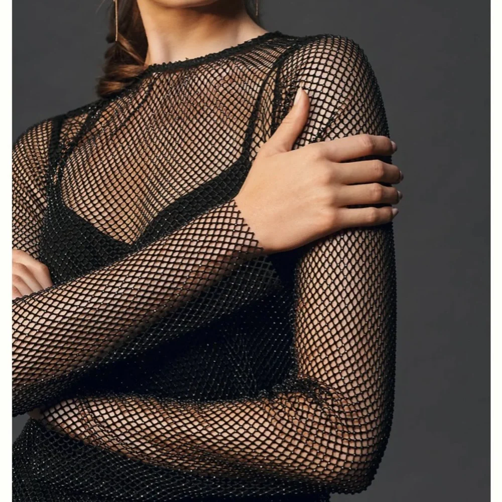 Anthropologie Mesh and Beaded long sleeve top, NWT